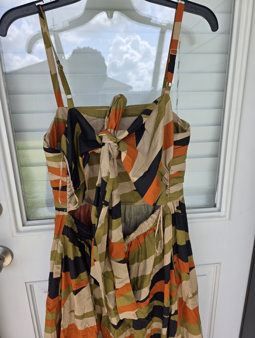 MSK Petite Maxi Dress PXL Abstract Stripe Tie Back Sleeveless Boho Resort Beach - Picture 7 of 10